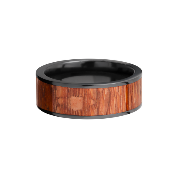 Zirconium 8mm flat band with an inlay of Leopard wood Image 3 Cozzi Jewelers Newtown Square, PA
