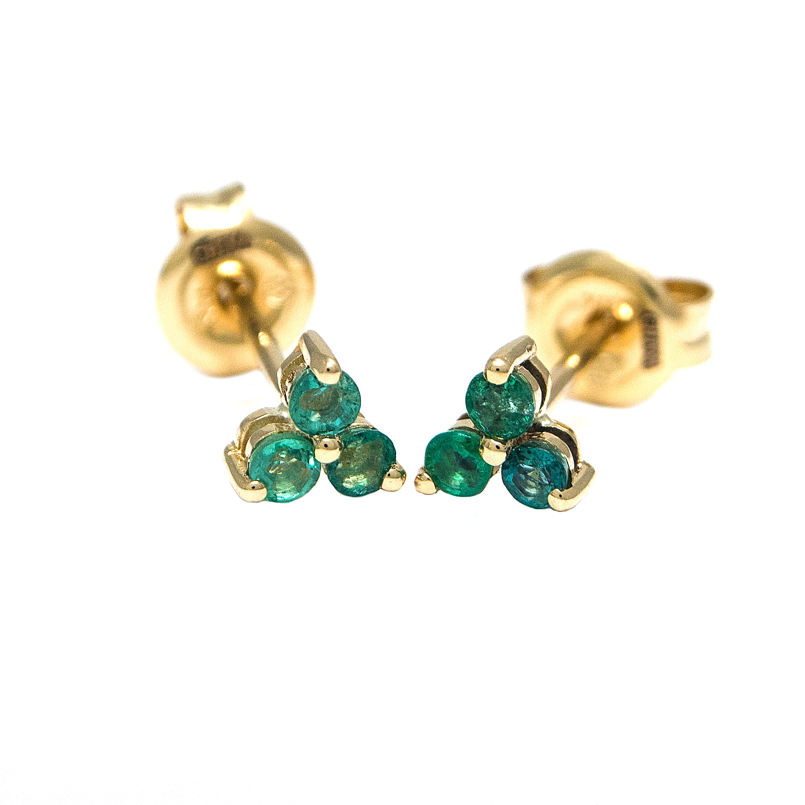 Yellow Gold Round Prong Emerald Earrings  Jackson Jewelers Flowood, MS