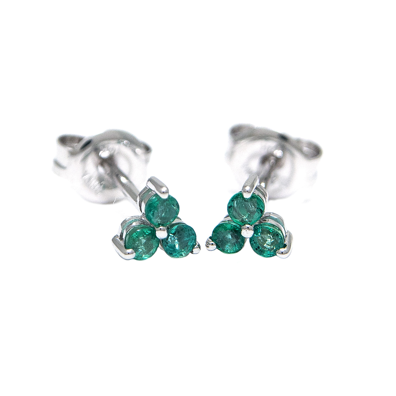 White Gold Round Prong Emerald Earrings  Jackson Jewelers Flowood, MS