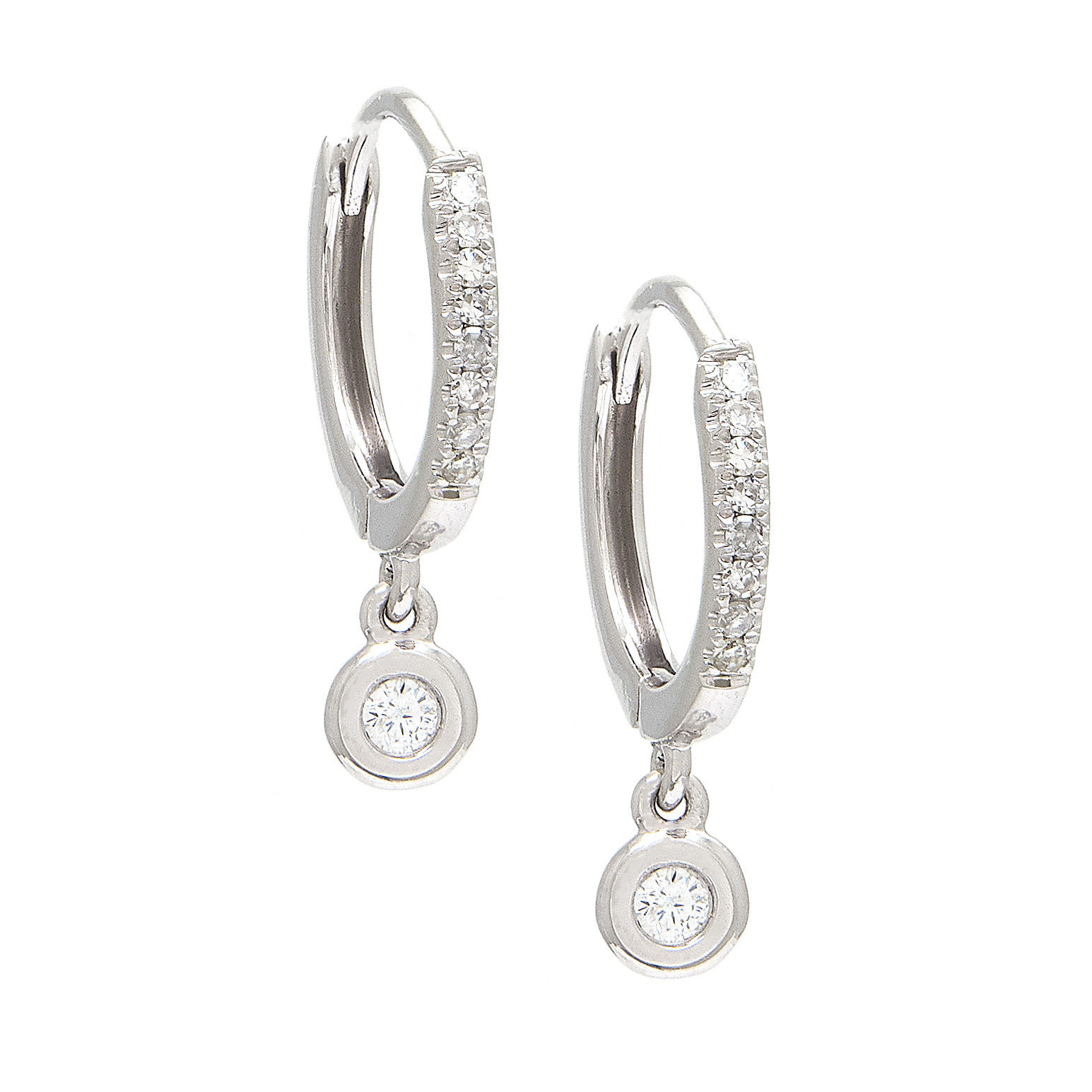 White Gold Fashion Round Bezel Diamond Earrings  Jackson Jewelers Flowood, MS