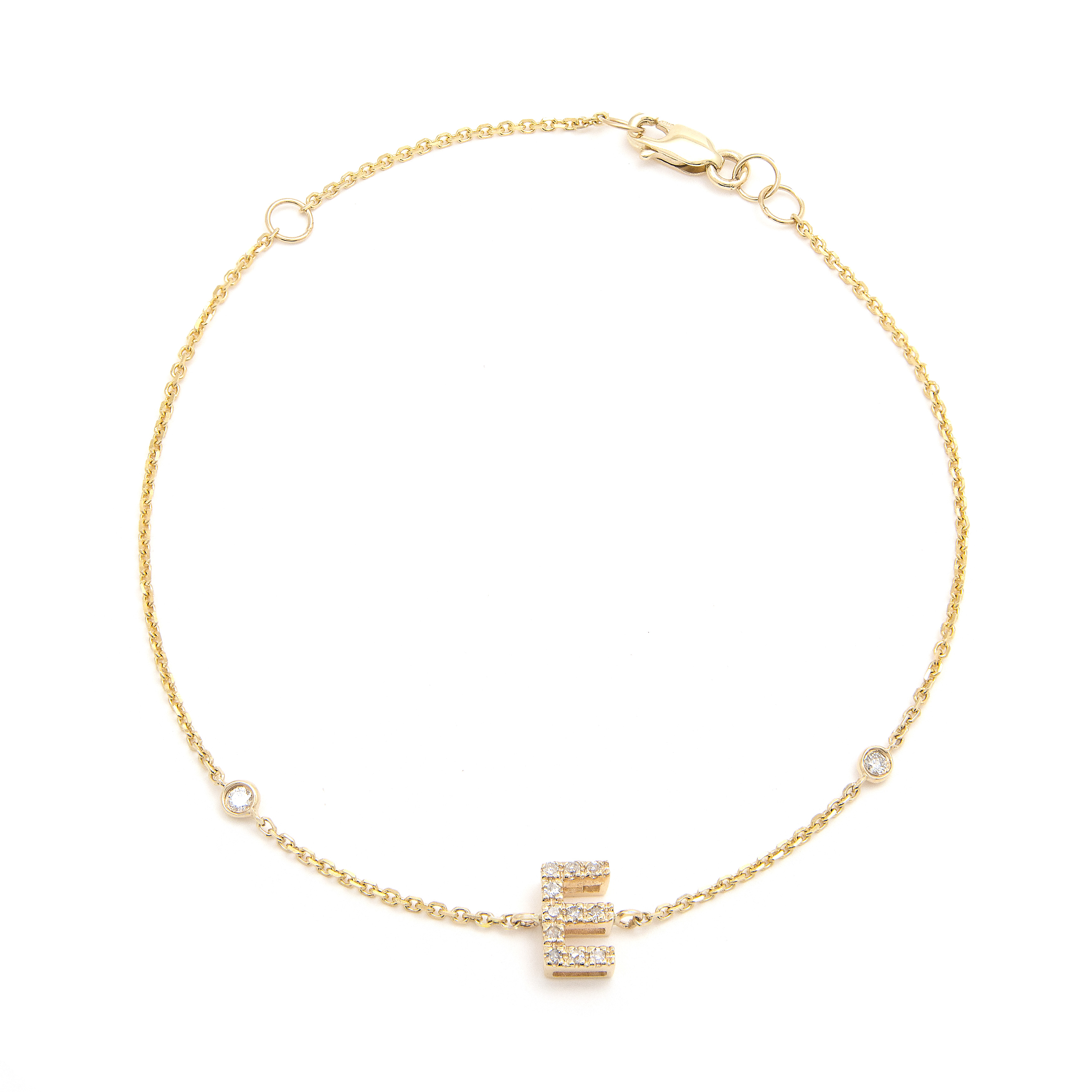 Yellow Gold Letter Single Micro Pave Diamond Bracelet  Jackson Jewelers Flowood, MS