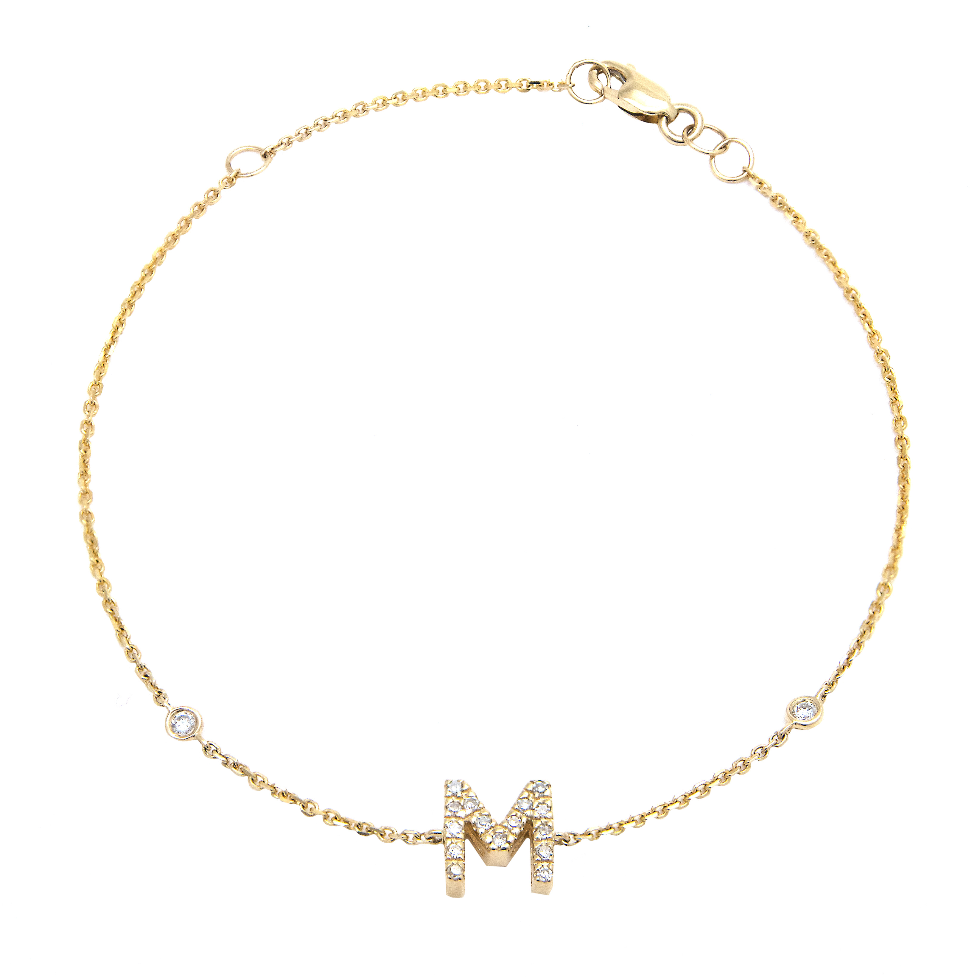 Yellow Gold Initial Single Micro Pave Diamond Bracelet  Jackson Jewelers Flowood, MS