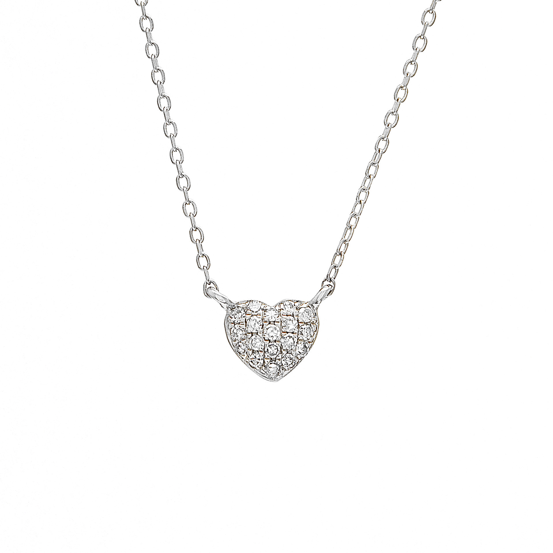 White Gold Heart Single Pave Diamond Necklace  Jackson Jewelers Flowood, MS