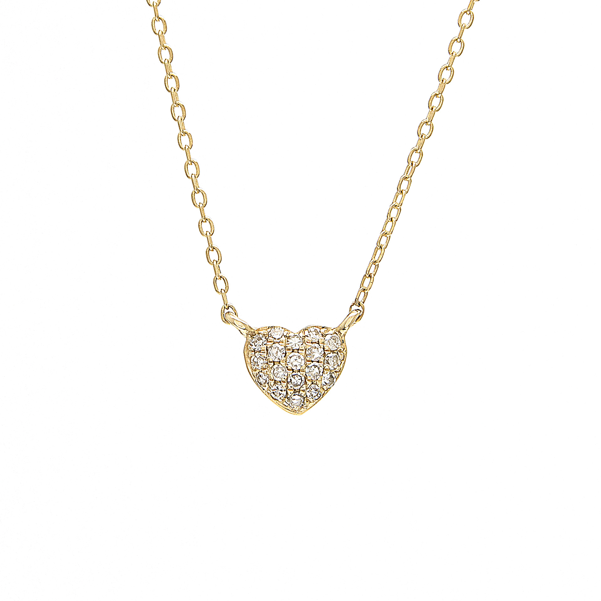Yellow Gold Heart Single Pave Diamond Necklace  Jackson Jewelers Flowood, MS