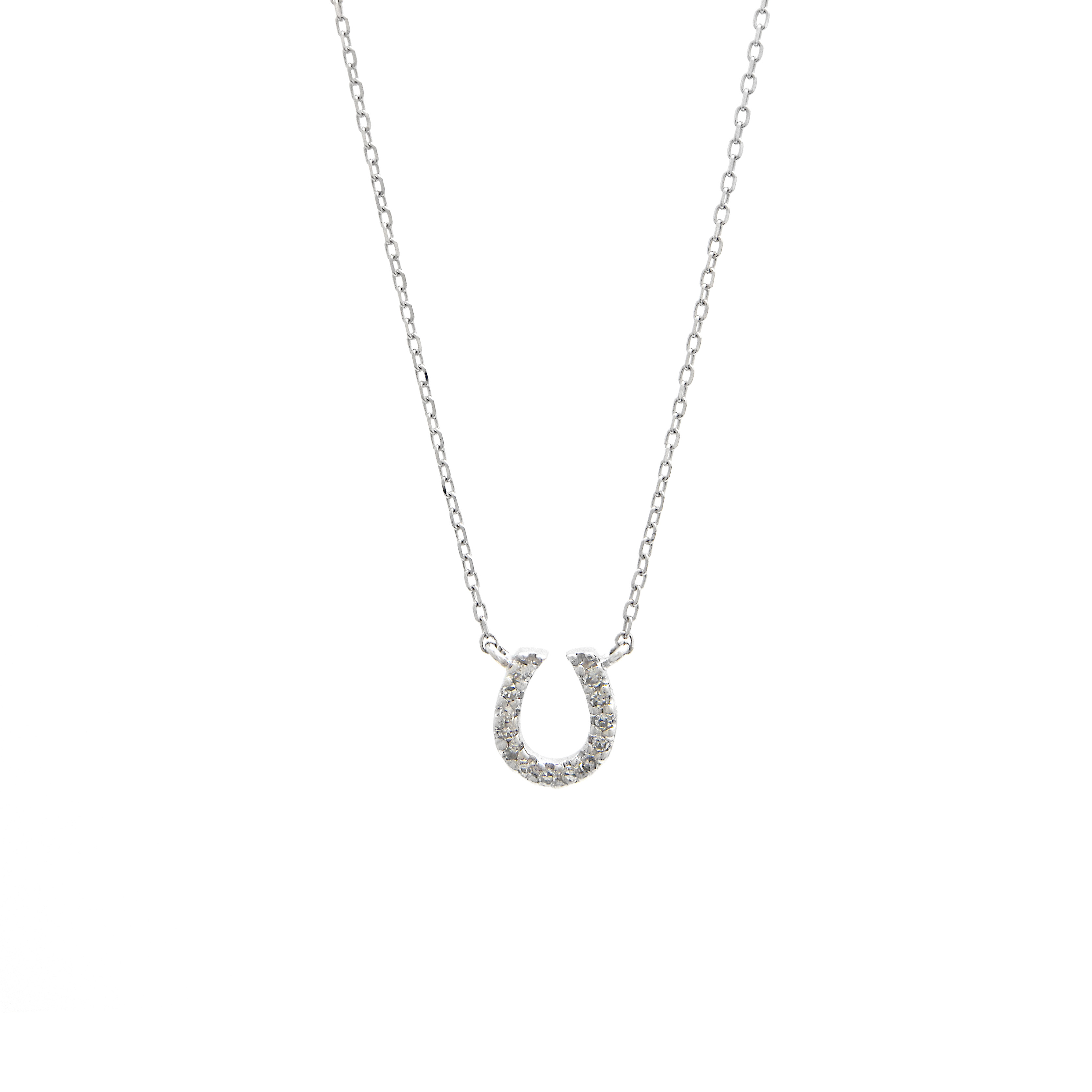 White Gold Horse Shoe Single Micro Pave Diamond Necklace  Jackson Jewelers Flowood, MS