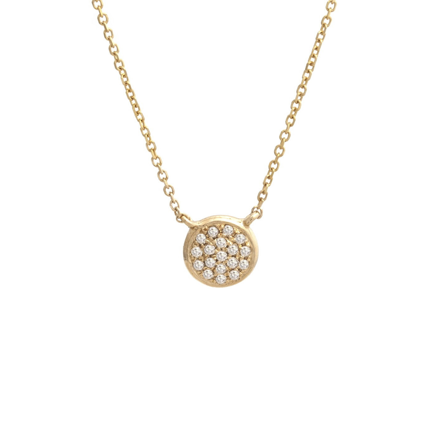 Yellow Gold Circle Single Pave Diamond Necklace  Jackson Jewelers Flowood, MS