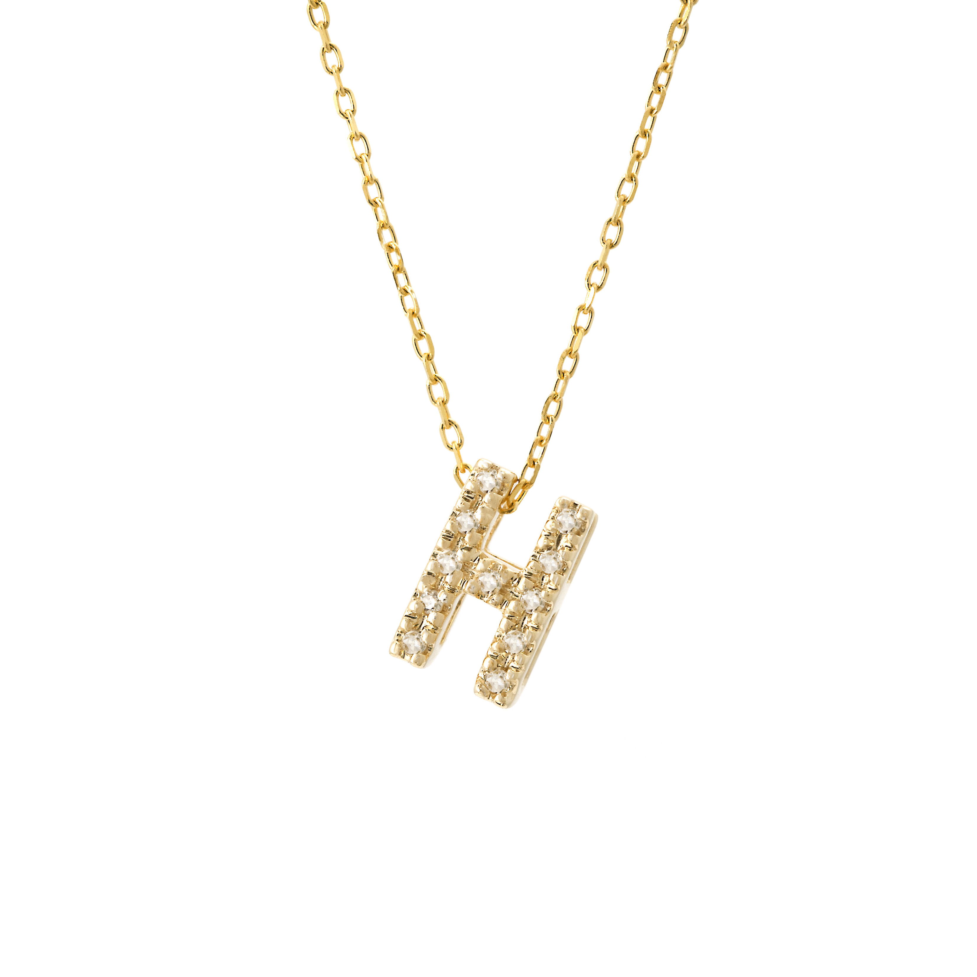 Yellow Gold Initial Single Micro Pave Diamond Necklace  Jackson Jewelers Flowood, MS