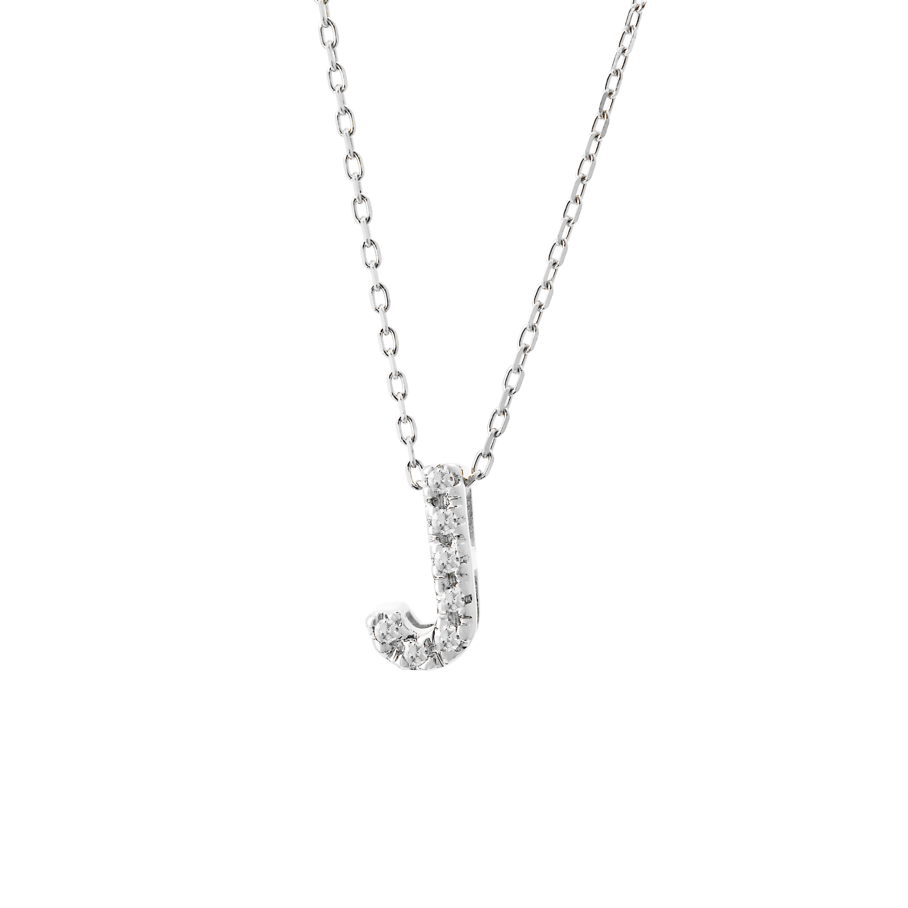 White Gold Initial Single Micro Pave Diamond Necklace  Jackson Jewelers Flowood, MS