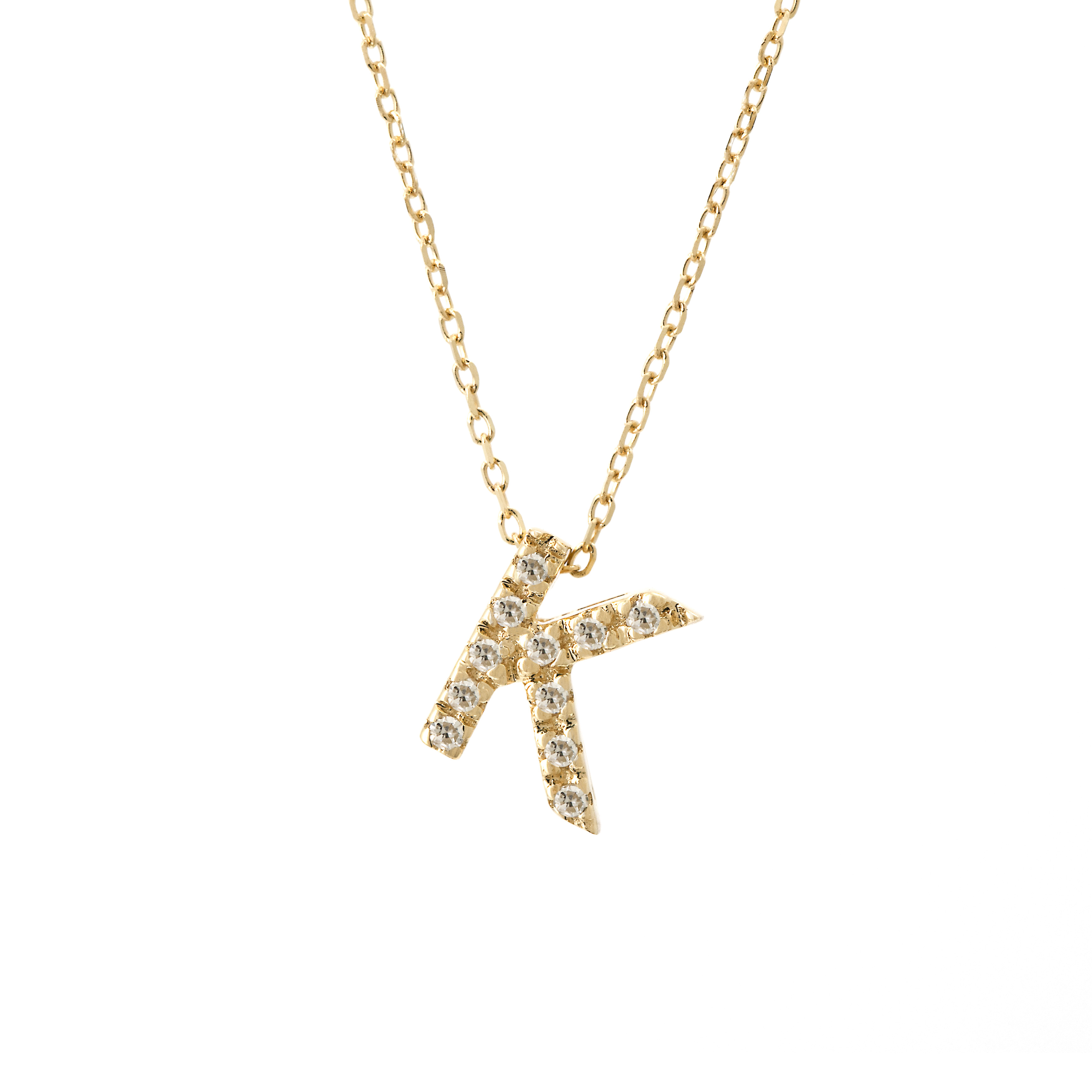 Yellow Gold Initial Single Micro Pave Diamond Necklace  Jackson Jewelers Flowood, MS