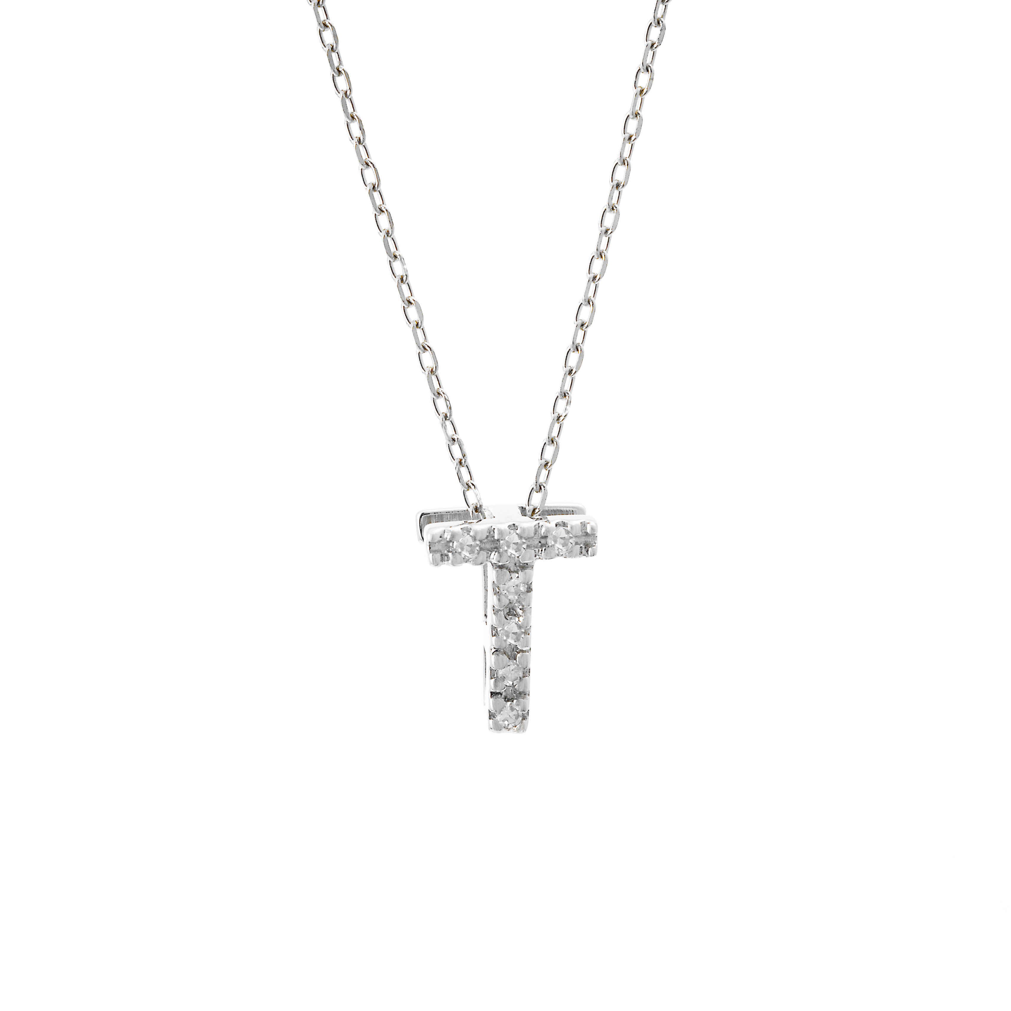 White Gold Initial Single Micro Pave Diamond Necklace  Jackson Jewelers Flowood, MS