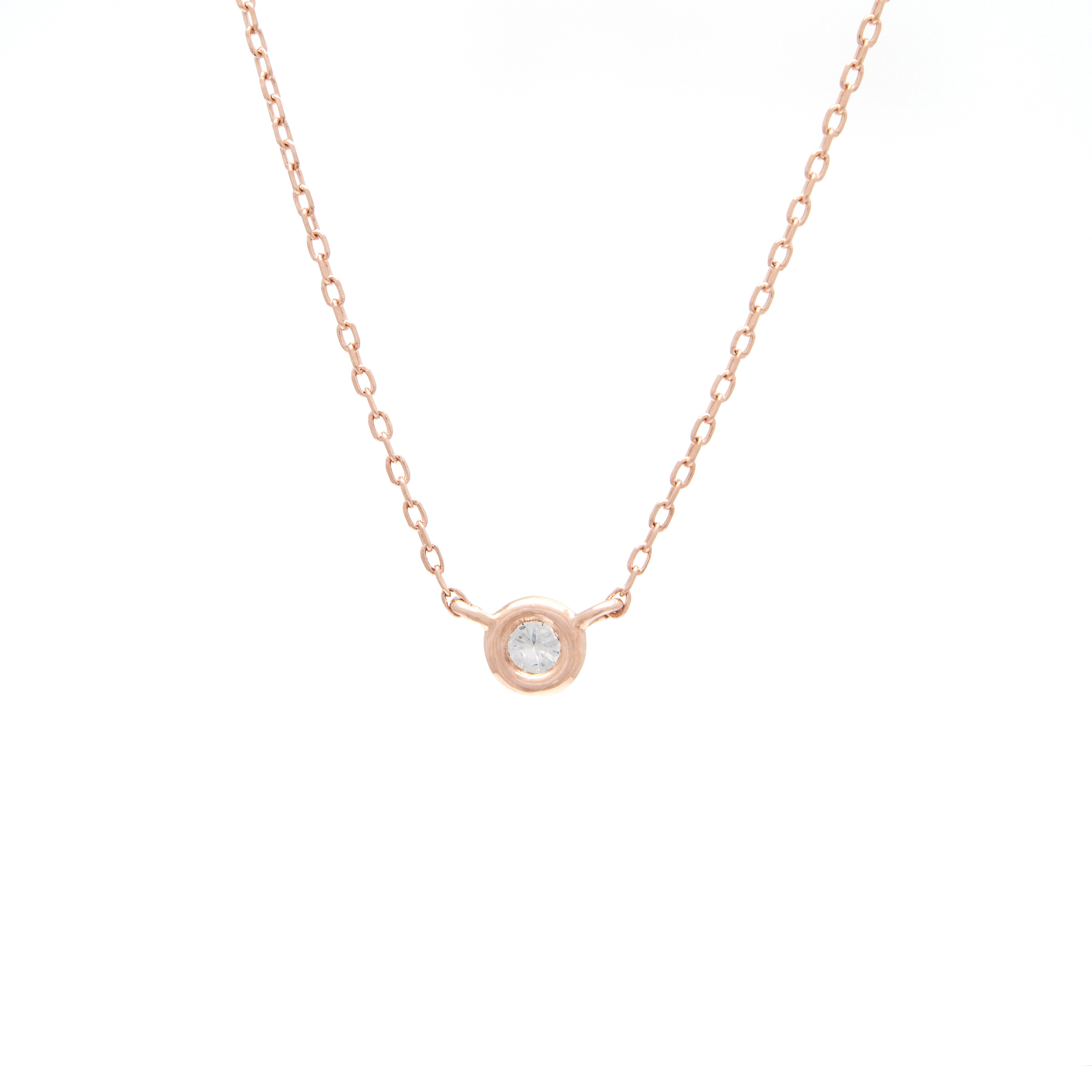 Rose Gold Fashion Round Bezel Diamond Necklace  Jackson Jewelers Flowood, MS