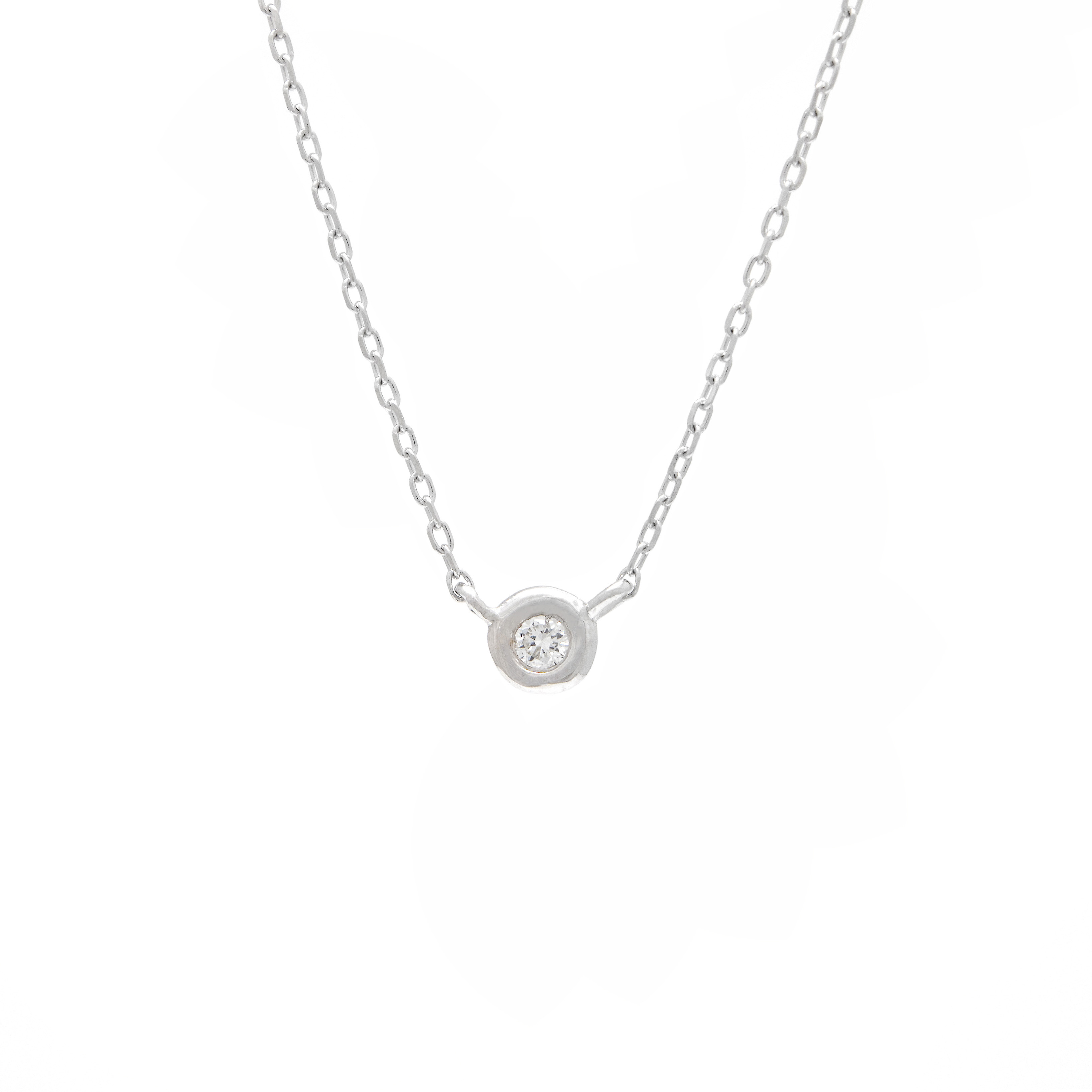 White Gold Fashion Round Bezel Diamond Necklace  Jackson Jewelers Flowood, MS