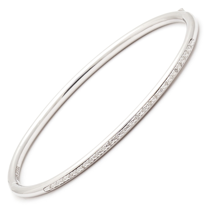 Stainless Steel Stackable Round Pave Diamond Bangle  Jackson Jewelers Flowood, MS