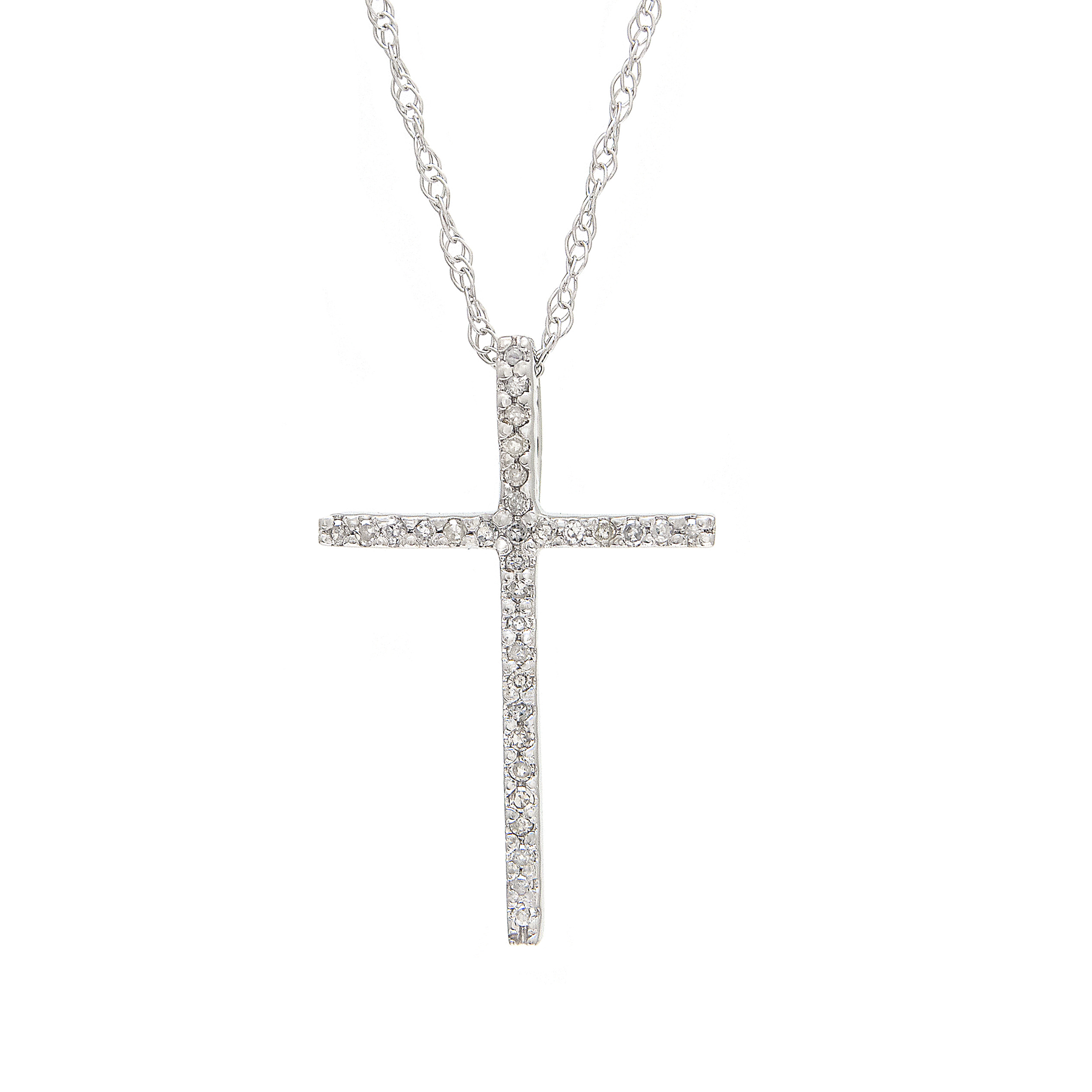 White Gold Cross Single Prong Diamond Pendant  Jackson Jewelers Flowood, MS