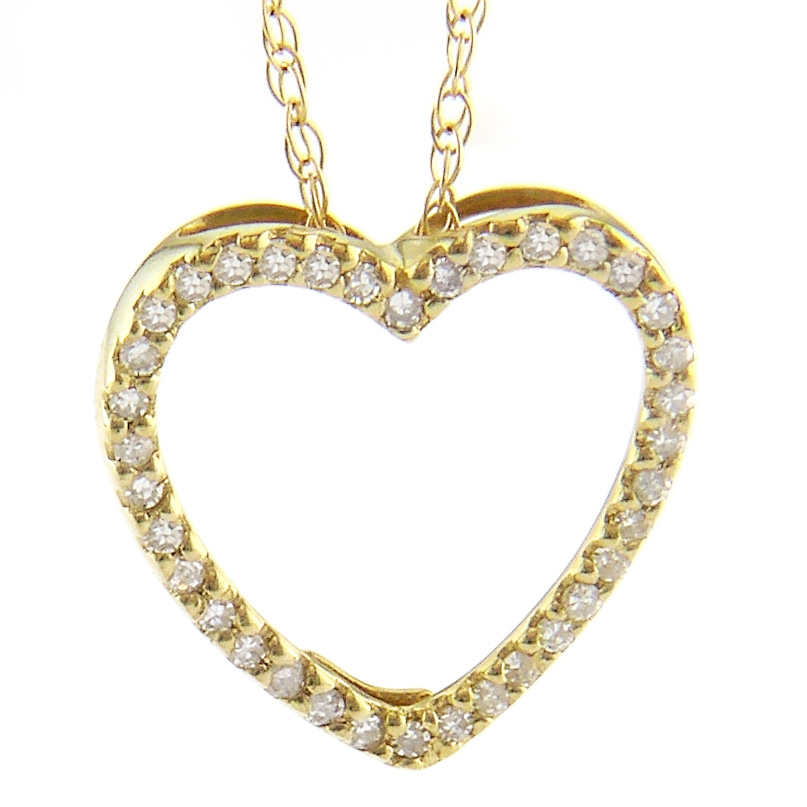 Yellow Gold Heart Single Prong Diamond Pendant  Jackson Jewelers Flowood, MS