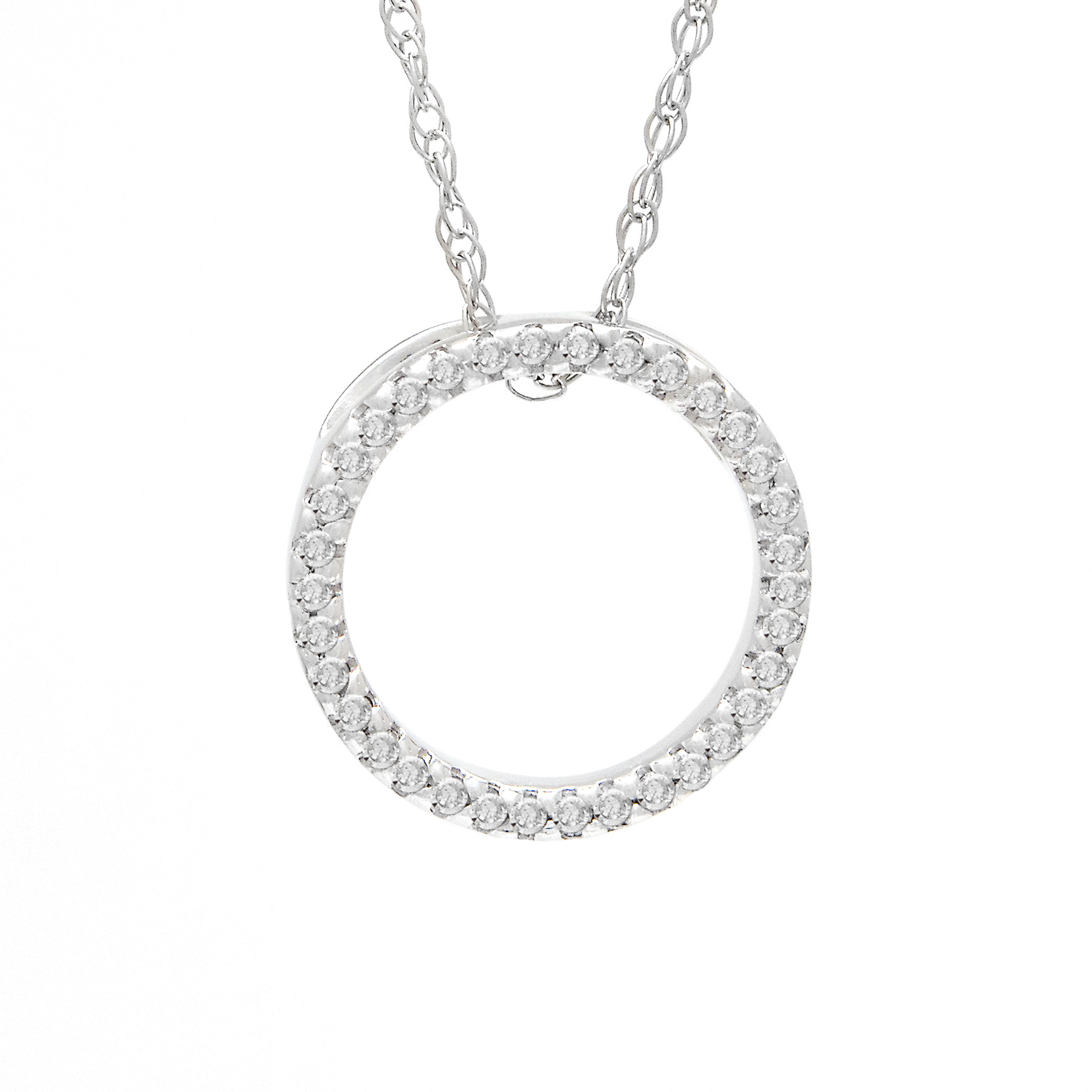White Gold Circle Single Prong Diamond Pendant  Jackson Jewelers Flowood, MS