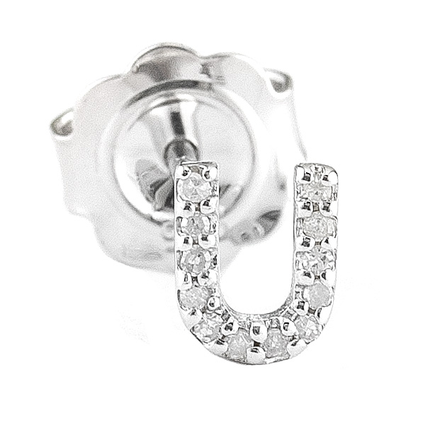 Sterling Silver Initial Round Prong Diamond Earrings  Jackson Jewelers Flowood, MS