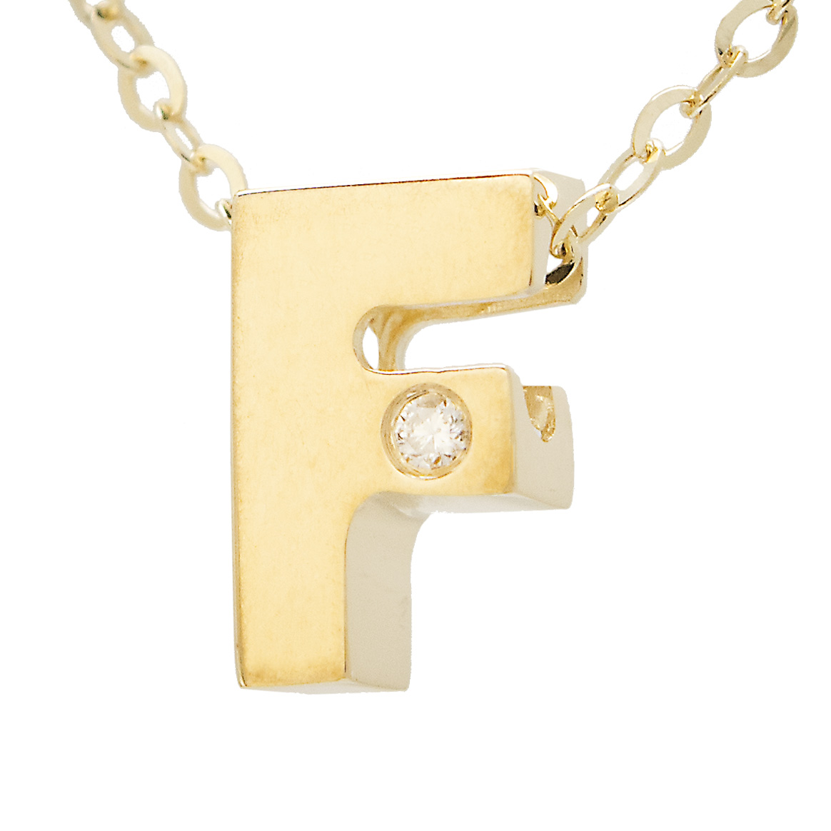 Yellow Gold Initial Round Bezel Diamond Necklace  Jackson Jewelers Flowood, MS
