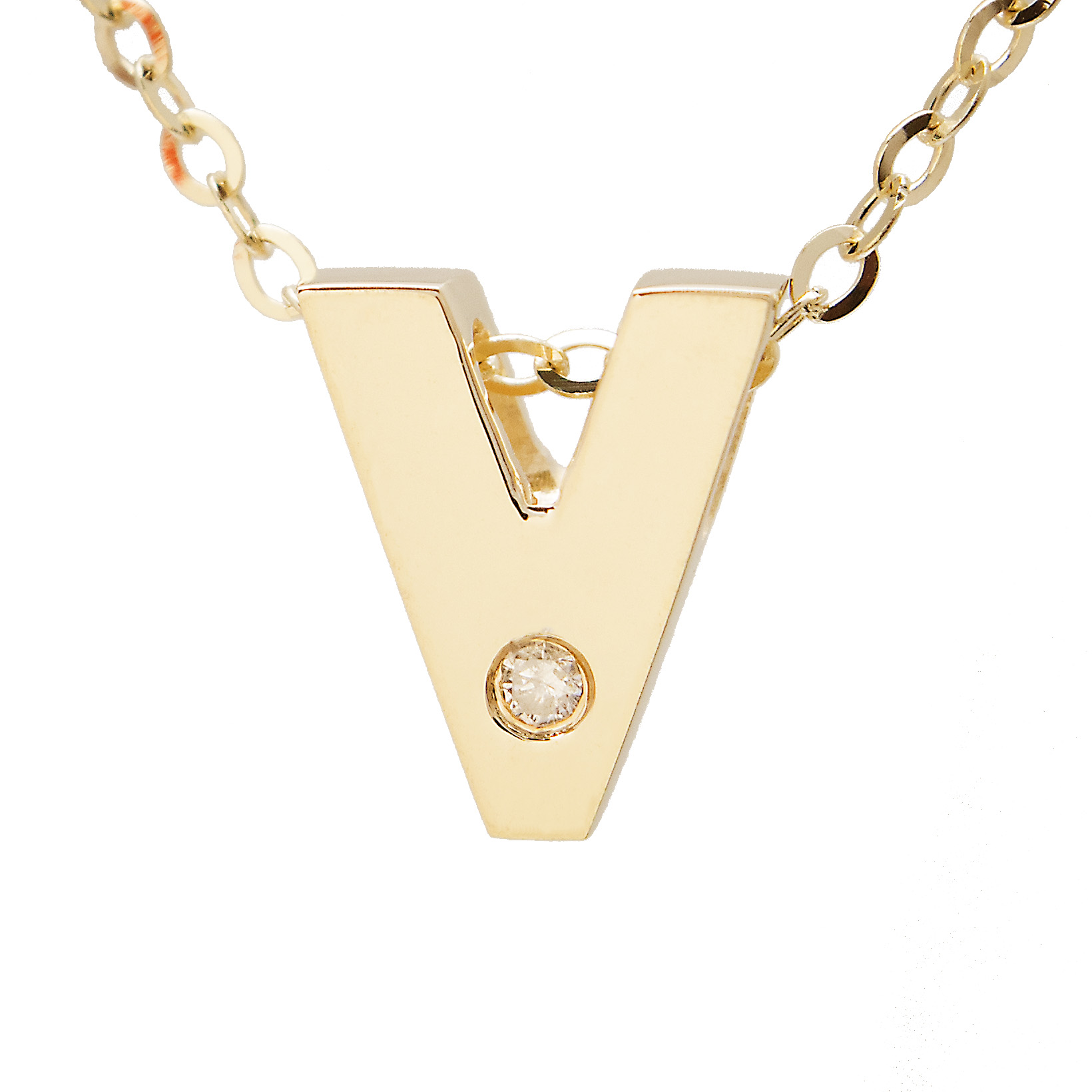 Yellow Gold Initial Round Bezel Diamond Necklace  Jackson Jewelers Flowood, MS