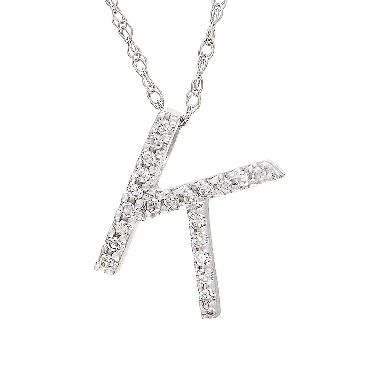 White Gold Initial Round Channel Diamond Pendant  Jackson Jewelers Flowood, MS