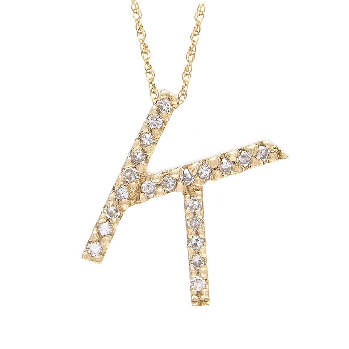 Yellow Gold Letter Single Micro Pave Diamond Necklace  Jackson Jewelers Flowood, MS