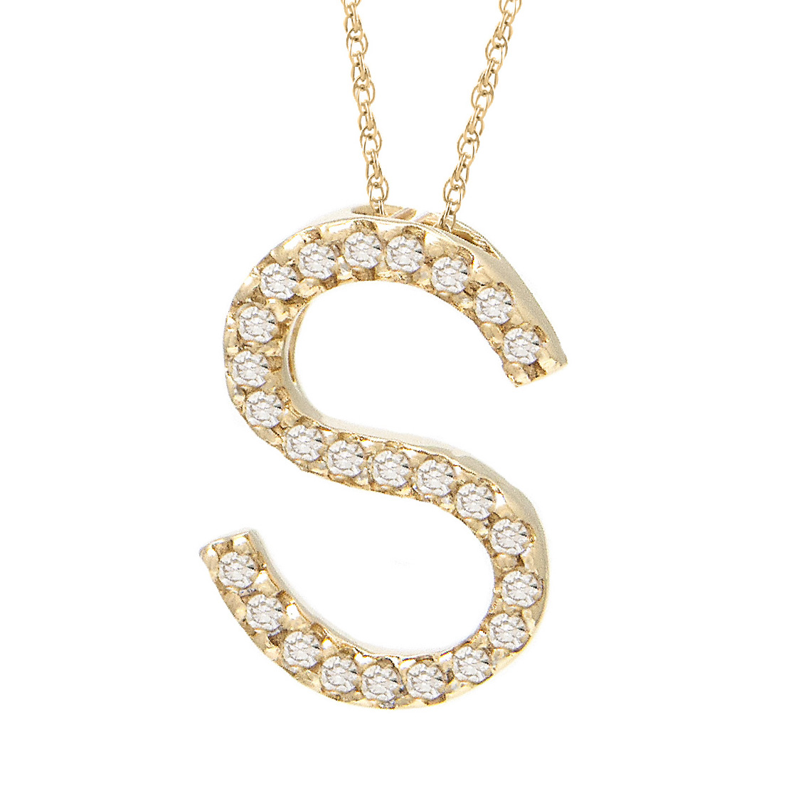 Yellow Gold Letter Single Micro Pave Diamond Necklace  Jackson Jewelers Flowood, MS