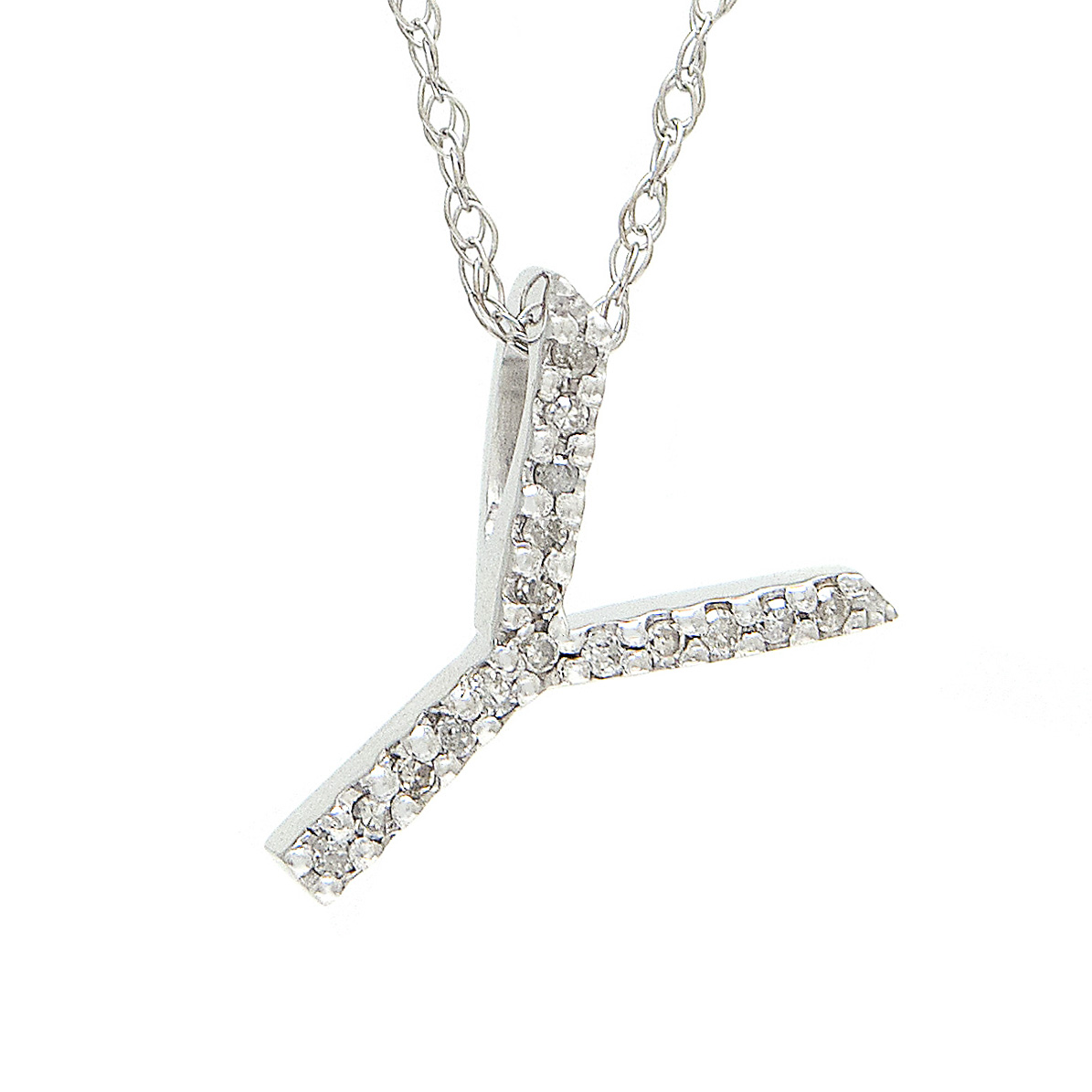 White Gold Initial Single Prong Diamond Pendant  Jackson Jewelers Flowood, MS