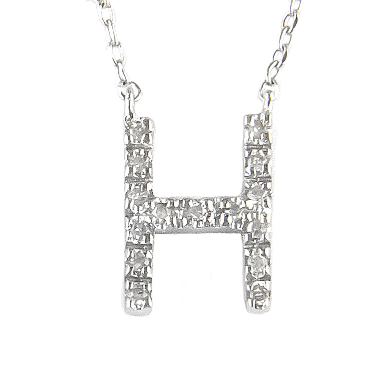 Sterling Silver Initial Round Prong Diamond Necklace  Jackson Jewelers Flowood, MS