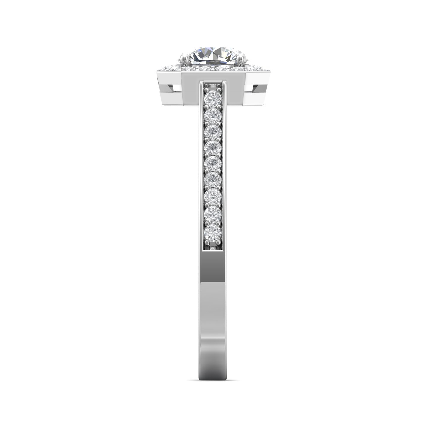 14K White Gold FlyerFit Micropave Halo Engagement Ring Image 4 Becky Beauchine Kulka Diamonds and Fine Jewelry Okemos, MI