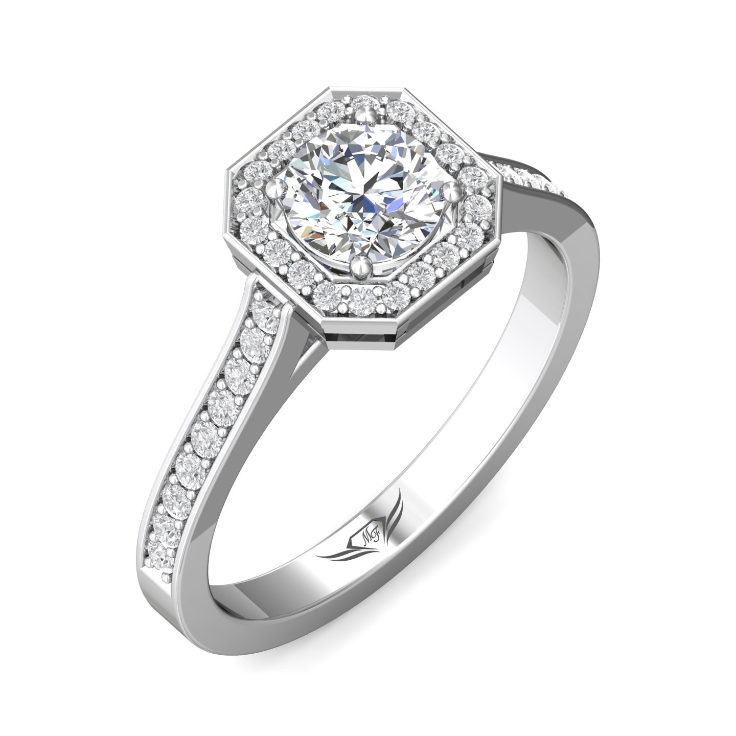 14K White Gold FlyerFit Micropave Halo Engagement Ring Image 5 Christopher's Fine Jewelry Pawleys Island, SC