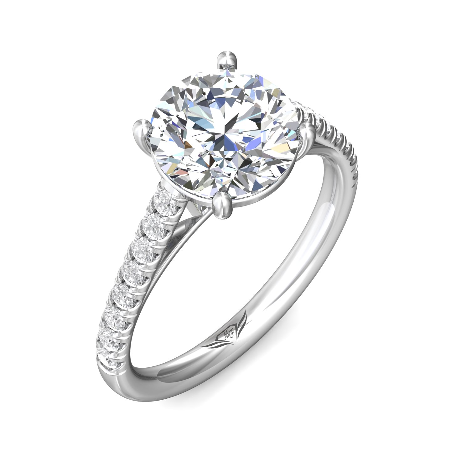 14K White Gold FlyerFit Micropave Engagement Ring Image 5 Christopher's Fine Jewelry Pawleys Island, SC