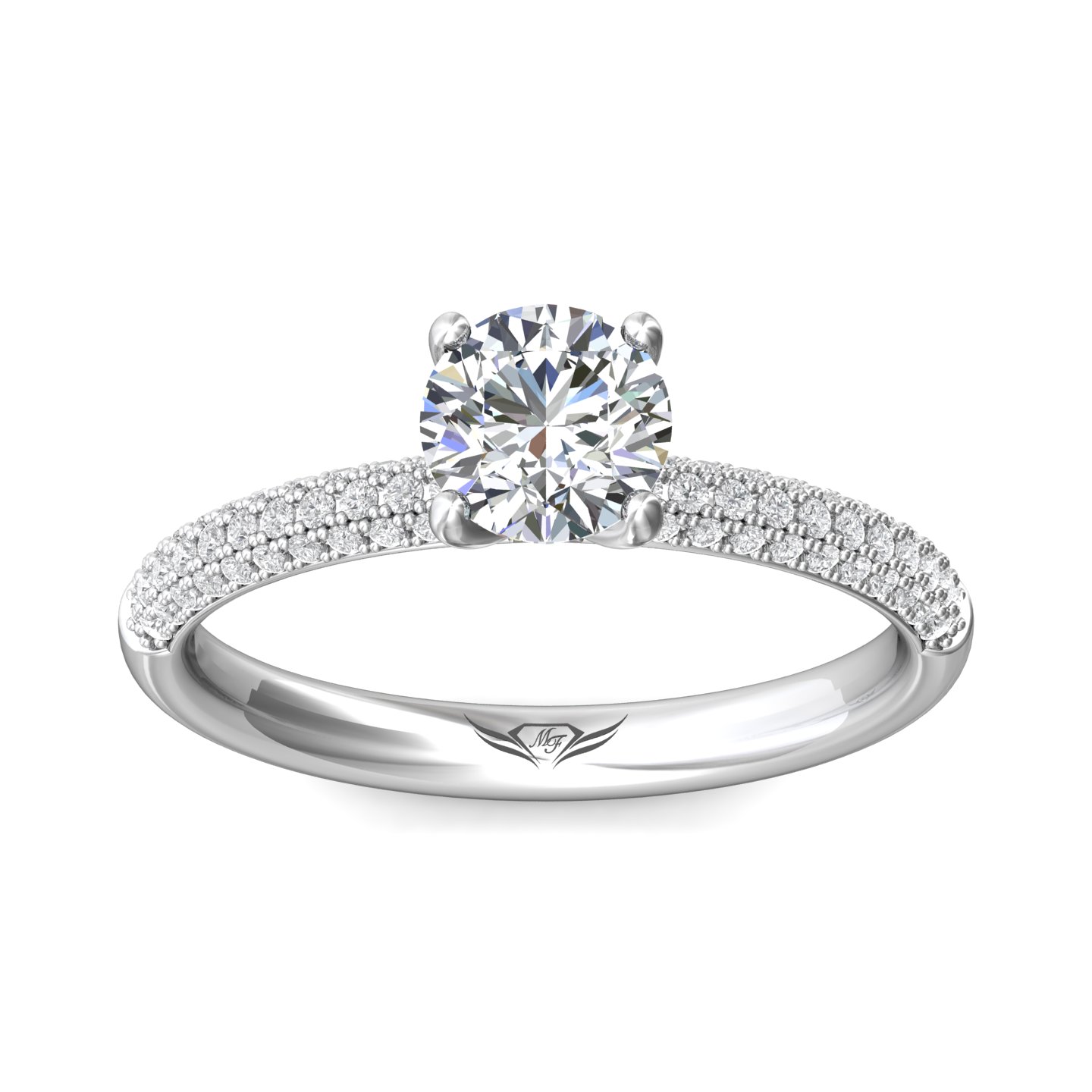 14K White Gold FlyerFit Micropave Engagement Ring Image 3 Christopher's Fine Jewelry Pawleys Island, SC