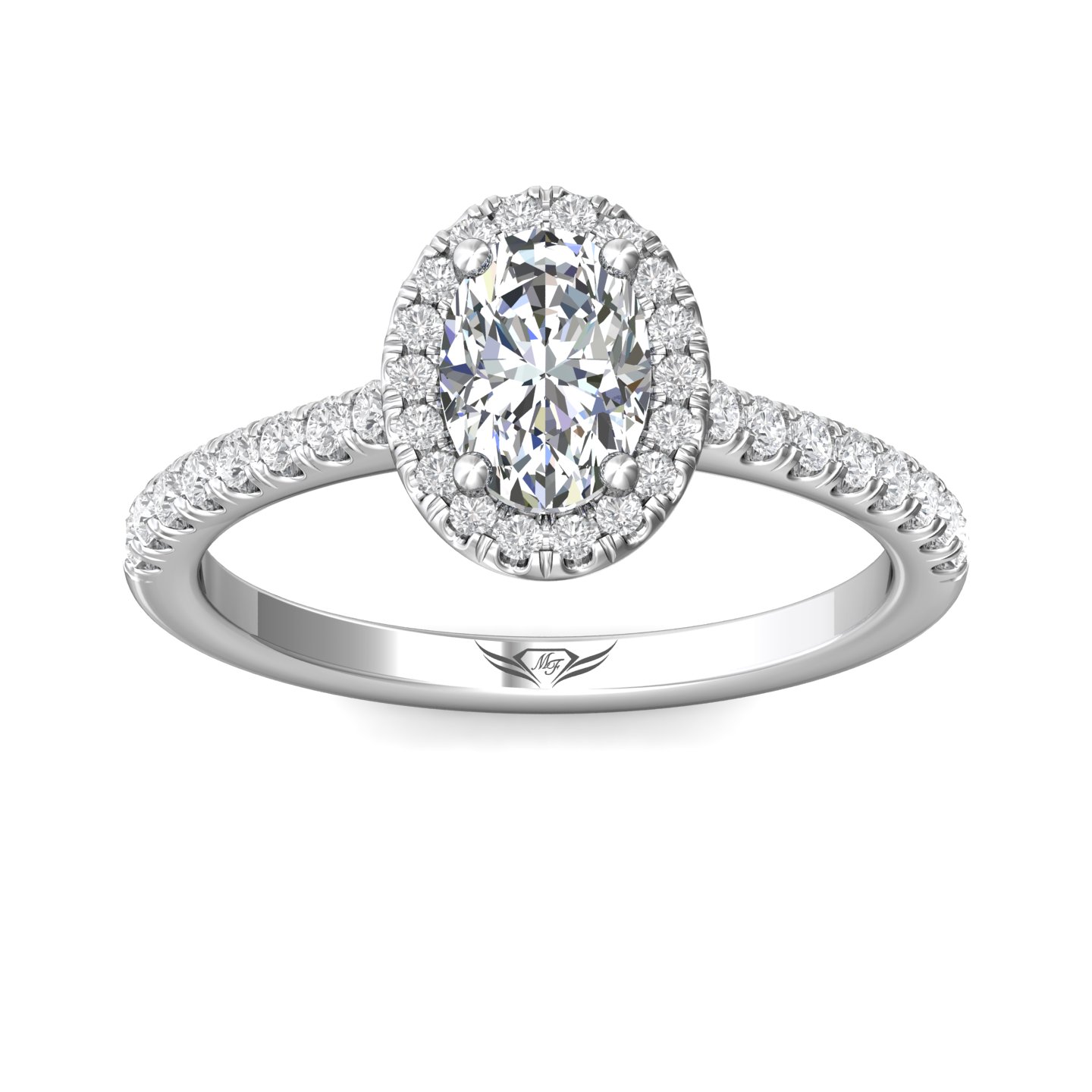 14K White Gold FlyerFit Micropave Halo Engagement Ring Image 3 Christopher's Fine Jewelry Pawleys Island, SC