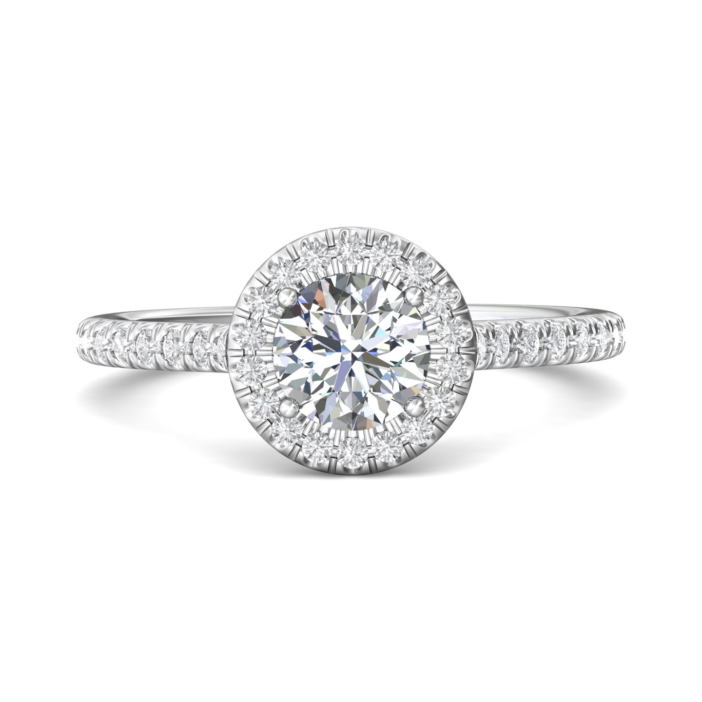 14K White Gold FlyerFit Micropave Halo Engagement Ring Becky Beauchine Kulka Diamonds and Fine Jewelry Okemos, MI