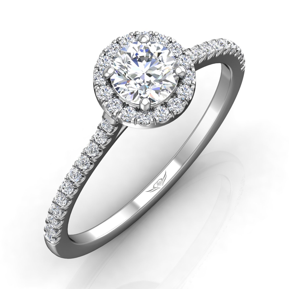 14K White Gold FlyerFit Micropave Halo Engagement Ring Image 5 Becky Beauchine Kulka Diamonds and Fine Jewelry Okemos, MI