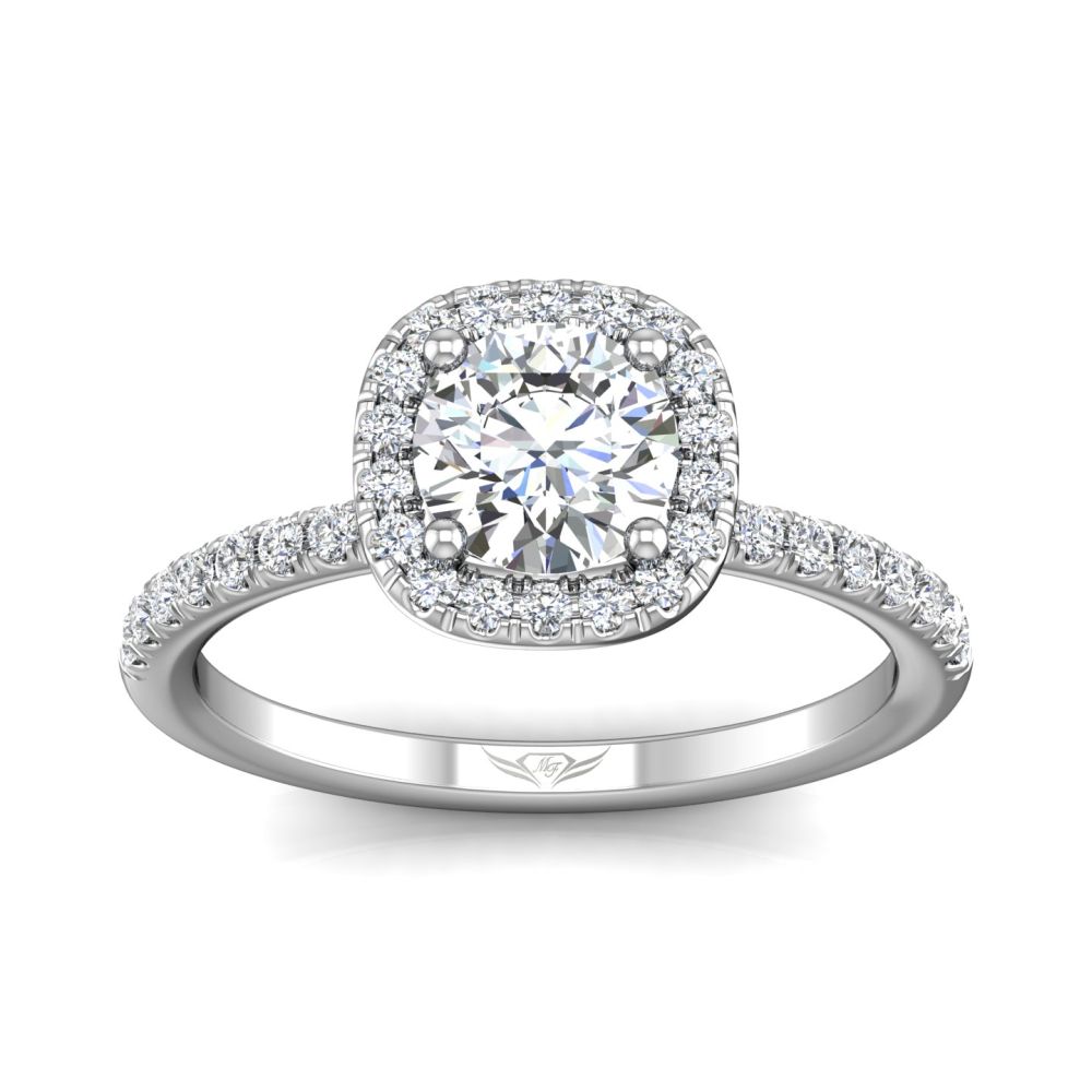 14K White Gold FlyerFit Micropave Halo Engagement Ring Image 3 Becky Beauchine Kulka Diamonds and Fine Jewelry Okemos, MI