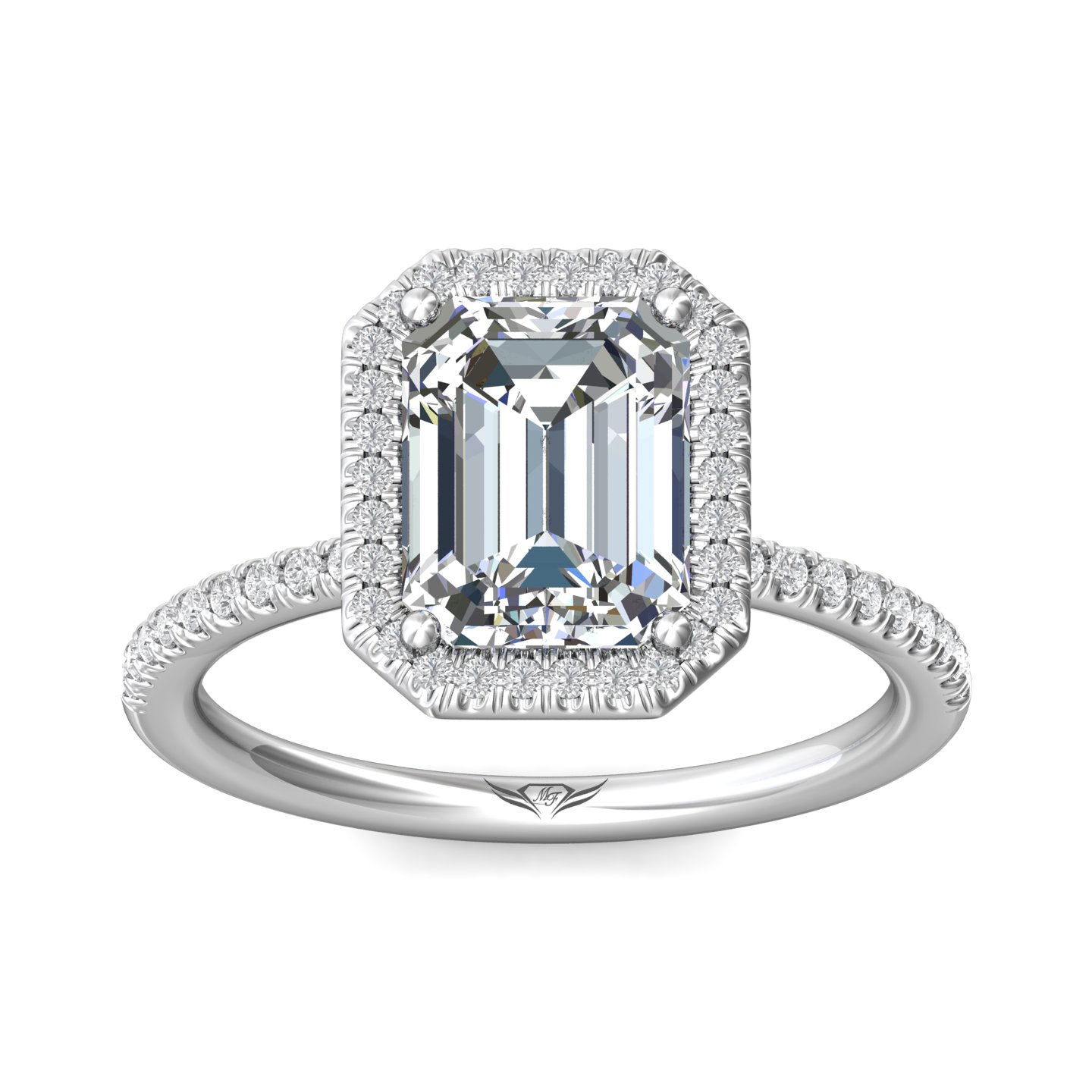 14K White Gold FlyerFit Micropave Halo Engagement Ring Image 3 Becky Beauchine Kulka Diamonds and Fine Jewelry Okemos, MI