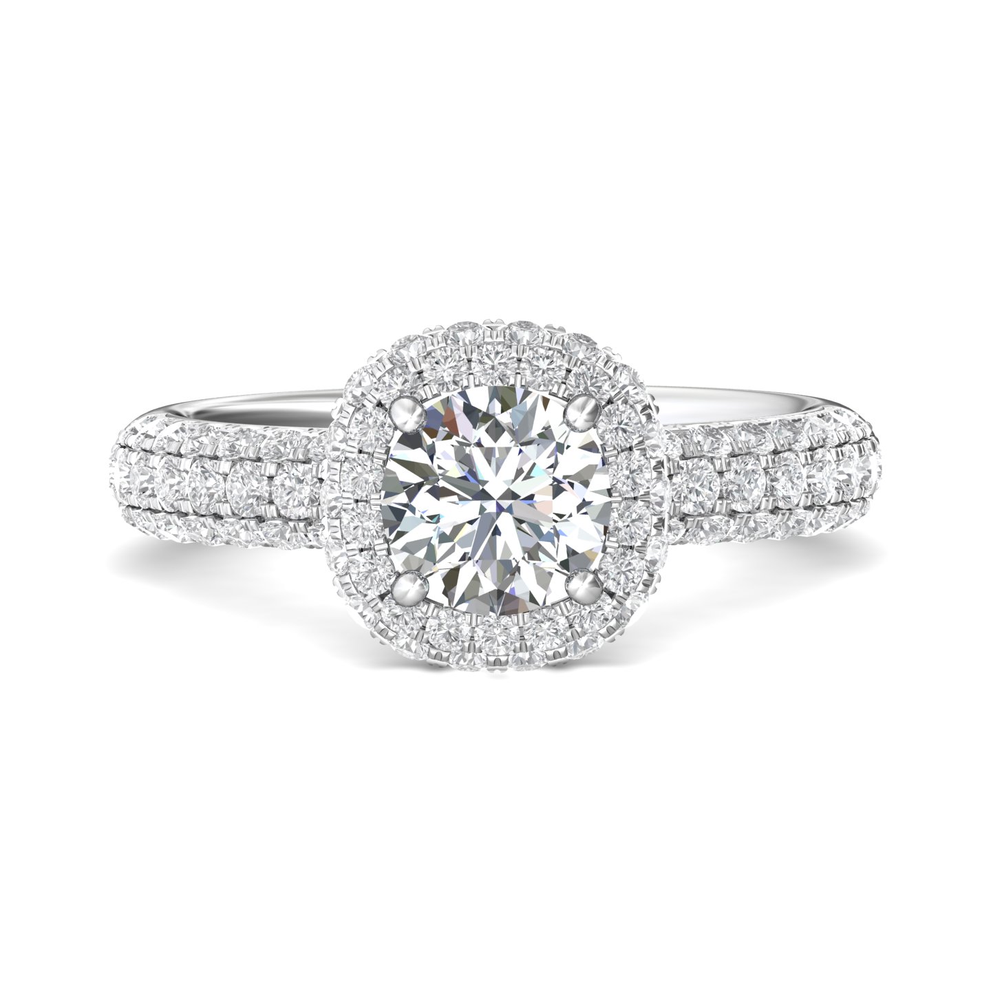 14K White Gold FlyerFit Micropave Halo Engagement Ring Christopher's Fine Jewelry Pawleys Island, SC