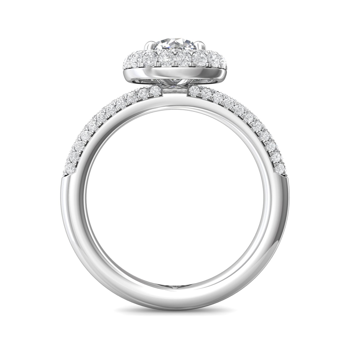 14K White Gold FlyerFit Micropave Halo Engagement Ring Image 2 Becky Beauchine Kulka Diamonds and Fine Jewelry Okemos, MI