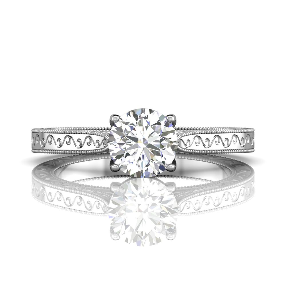 14K White Gold FlyerFit Vintage Engagement Ring Becky Beauchine Kulka Diamonds and Fine Jewelry Okemos, MI