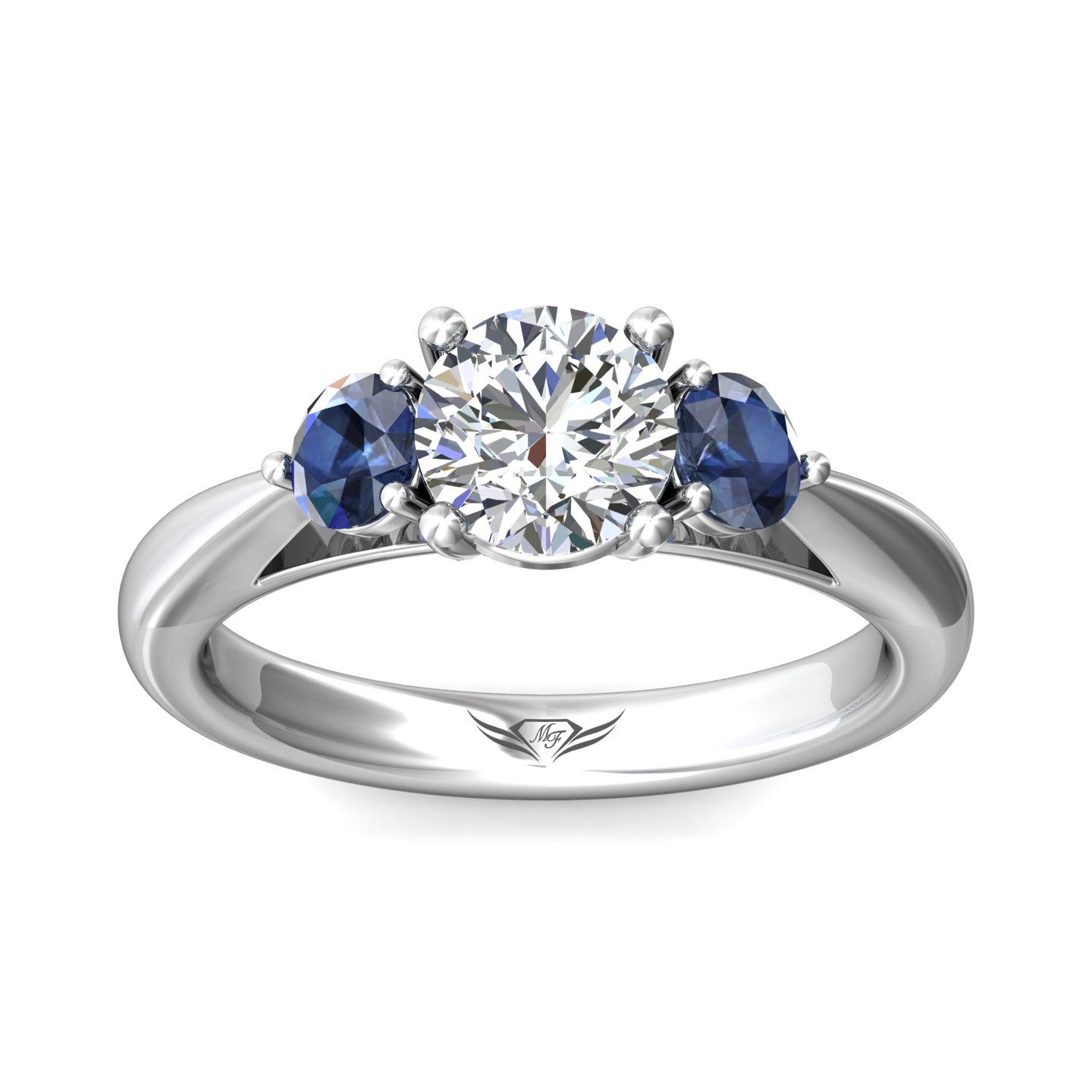 14K White Gold FlyerFit Three Stone Engagement Ring Image 3 Christopher's Fine Jewelry Pawleys Island, SC