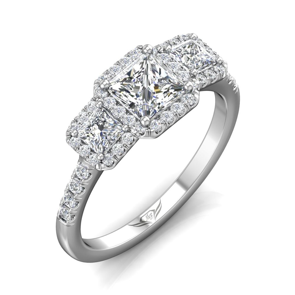 14K White Gold FlyerFit Three Stone Engagement Ring Image 5 Becky Beauchine Kulka Diamonds and Fine Jewelry Okemos, MI