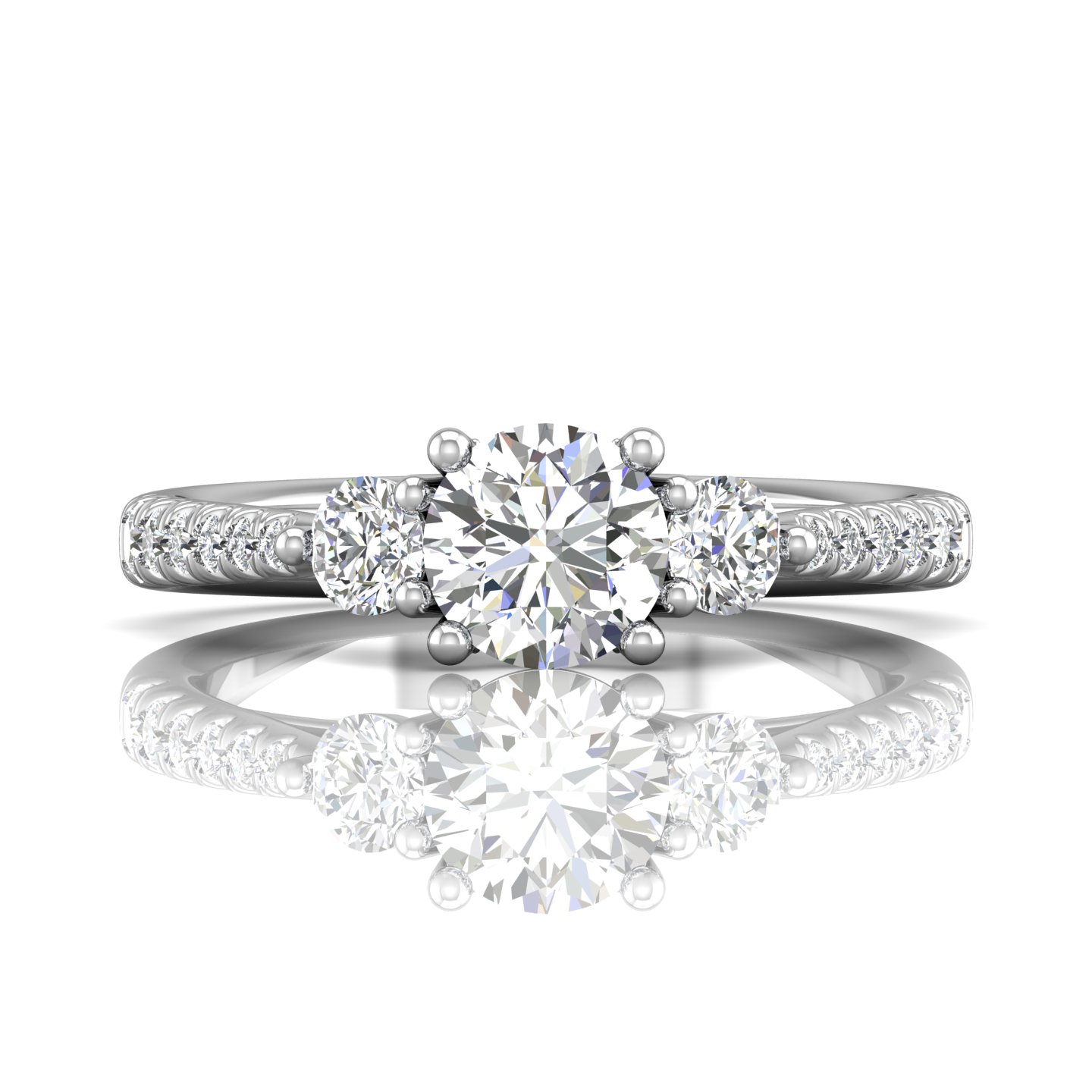 14K White Gold FlyerFit Three Stone Engagement Ring Becky Beauchine Kulka Diamonds and Fine Jewelry Okemos, MI