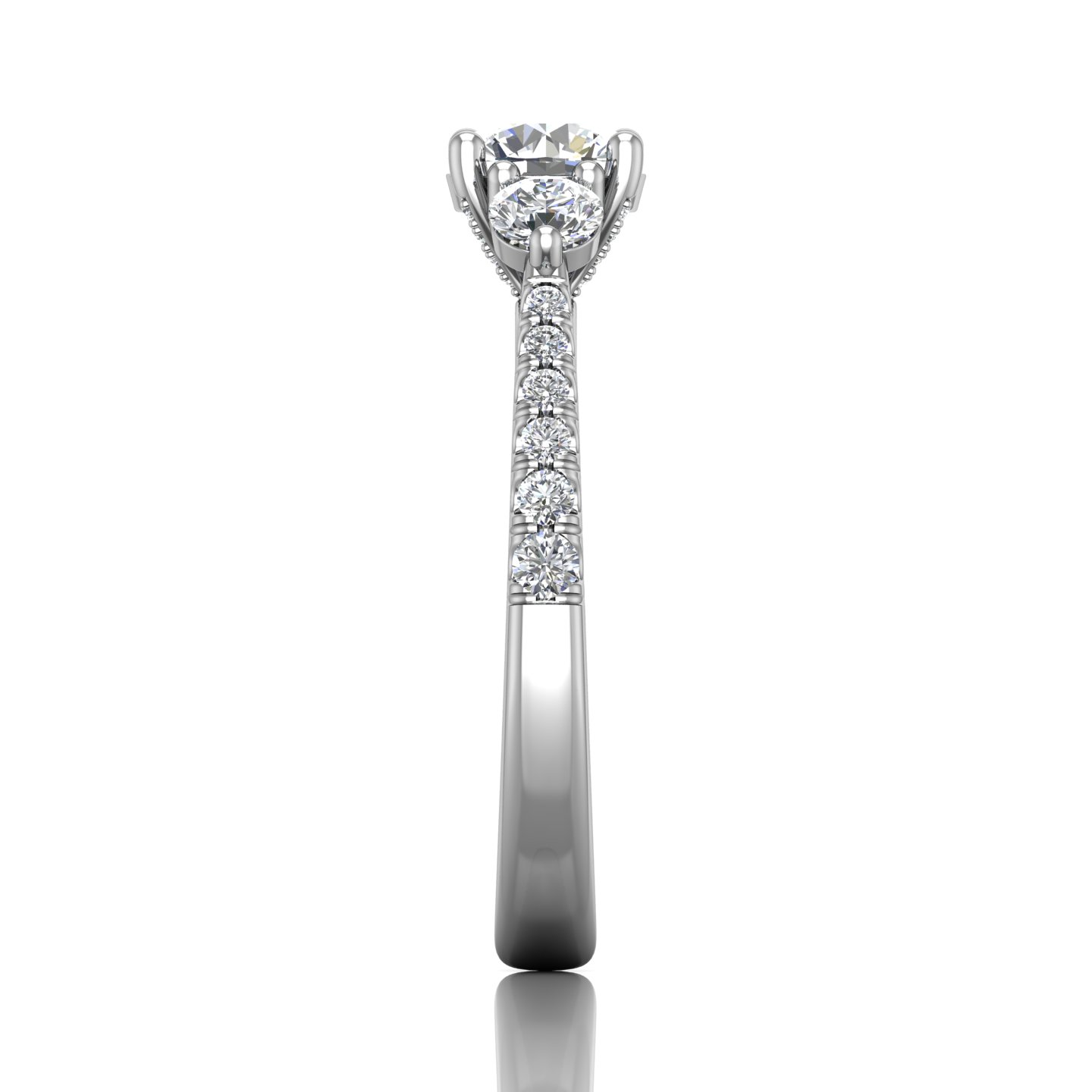 14K White Gold FlyerFit Three Stone Engagement Ring Image 4 Becky Beauchine Kulka Diamonds and Fine Jewelry Okemos, MI