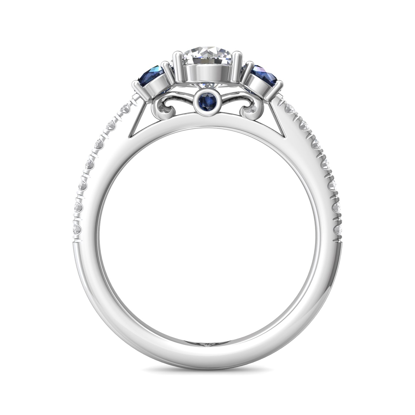 14K White Gold FlyerFit Three Stone Engagement Ring Image 2 Becky Beauchine Kulka Diamonds and Fine Jewelry Okemos, MI