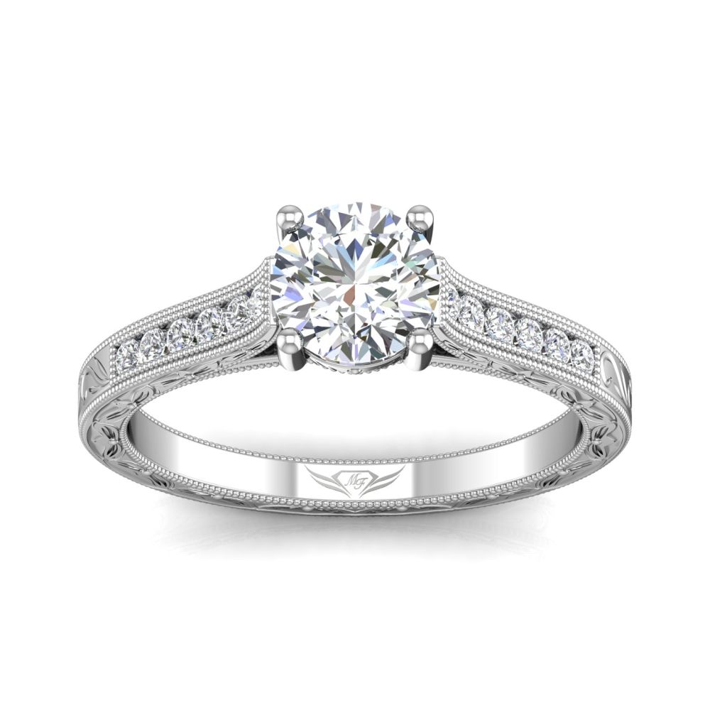 14K White Gold FlyerFit Vintage Engagement Ring Image 3 Becky Beauchine Kulka Diamonds and Fine Jewelry Okemos, MI