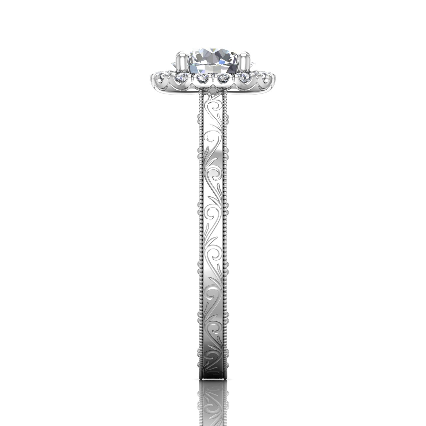 14K White Gold FlyerFit Vintage Engagement Ring Image 4 Becky Beauchine Kulka Diamonds and Fine Jewelry Okemos, MI