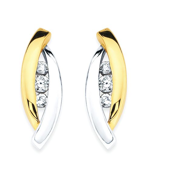 14k Yellow & White Gold Diamond Earrings Nesemann's Diamond Center Plymouth, WI