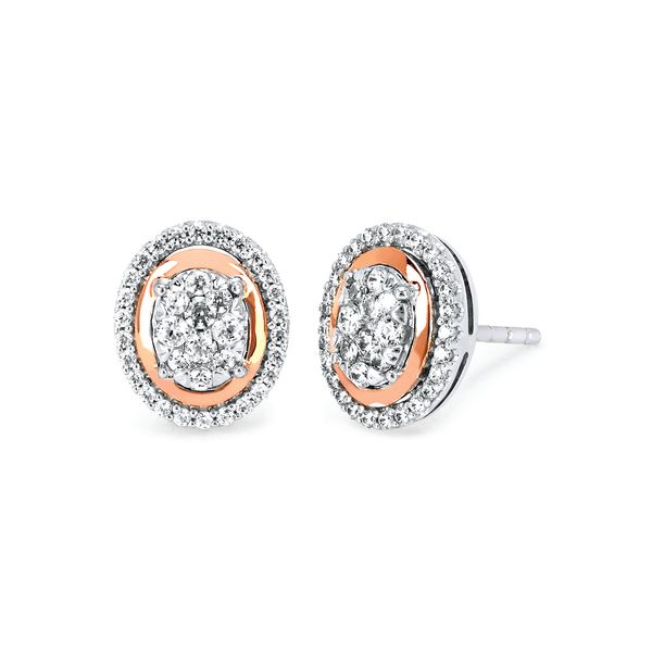 14k White & Rose Gold Diamond Earrings Nesemann's Diamond Center Plymouth, WI