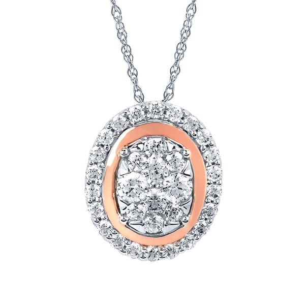 14k White & Rose Gold Diamond Pendant Scirto's Jewelry Lockport, NY